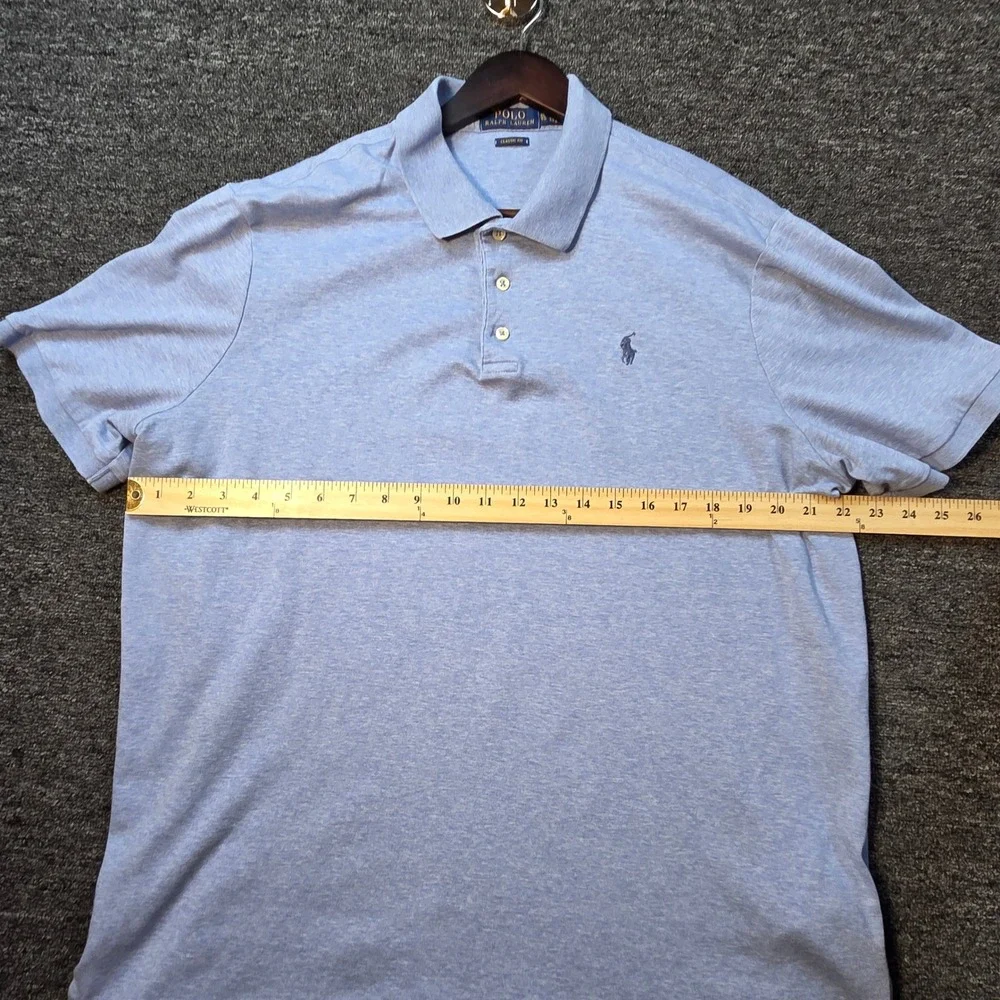 Polo Ralph Lauren Polo Shirt Men XL Classic Fit Short Sleeve Heather Blue Preppy